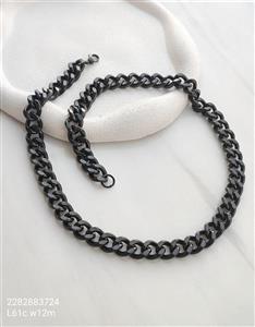 گردنبند استیل کارتیر مشکی رنگ ثابت طول 61 سانتیمتر پهنای 12 میلیمتر کد 1515750