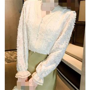 بلوز مجلسی وارداتی حریر طرح دار و آستردار زنانه جلو دکمه مرواریدی عیدانه