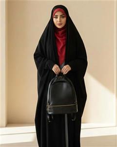 چادر زنانه مشکی مدل لبنانی صدفی کرپ حریر اسود