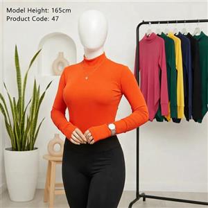 بادی آستین بلند زنانه یقه اسکی فینگردار