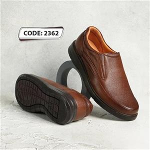 کفش چرم بدون بند عسلی زیره قهوه ای سوخته(کد۲۳۶۲)