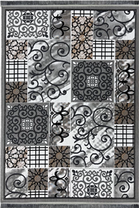 گلیم ماشینی جزیره طرح ساوین زمینه طوسی (غیربرجسته)