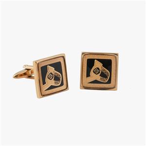 خرید دکمه سردست مردانه رها با ورق طلا سری مربع در زرسام