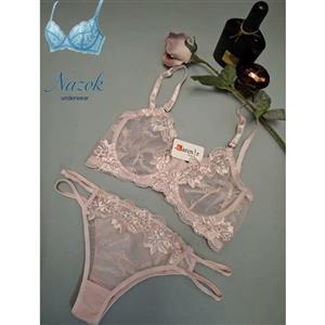 ست سوتین و شورت زنانه تور گاز صورتی کمرنگ برند کارن | سایز ۷۵ ۸۵ ۹۰ دارای ارسال فوری