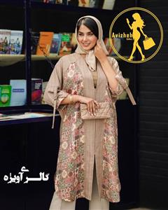 مانتو یقه هفت زنانه مدل آتنا جنس صوفیا ژاکارد باتیک هندی