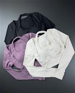 نیمتنه کراپ ورزشی زنانه مدل فلامنت کمربندی آستین فینگردار کد 0229