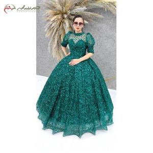 لباس عروس با پارچه شاین طرح دار