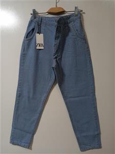 شلوار مام فیت خط دار زنانه آبی روشن کد MFZ017