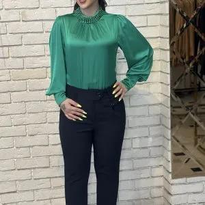 شومیز ساتن یقه مرواریدی کد 82122