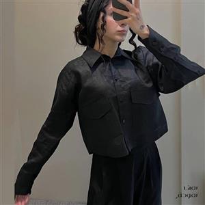 شومیز کالین سورمه ای لینن- 106E - هانا هودفر