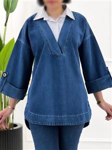 مانتو جین یقه‌دار