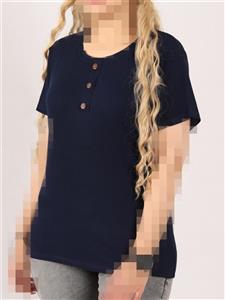 تیشرت زنانه کبریتی یقه گرد سه دکمه برند برشکا بیگ سایز کیفیت تضمینی