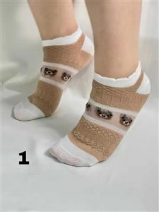 جوراب مچی زنانه توری رنگ نود | طرح تدی