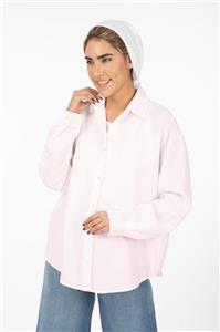 شومیز سیلک پریمیوم صورتی پودری 0006678