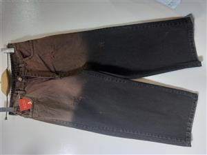 شلوار جین بگ زنانه مشکی شست سفارشی تینت قهوه ای قد 90 (واید بگ WIDE ) کد BW963