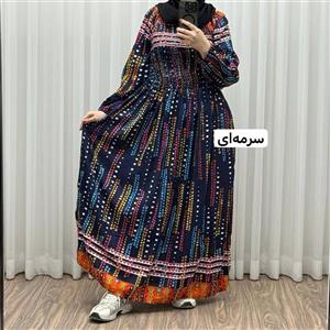 پیراهن ساحلی آستین دار هندی اطلس فری سایز تا 52 کریشه چهارفصل شیک و راحت بدون بدن نما