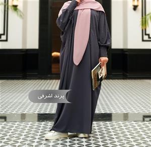 مانتو عبا زنانه پرند اشرفی مشکی الیزه درجه ۱