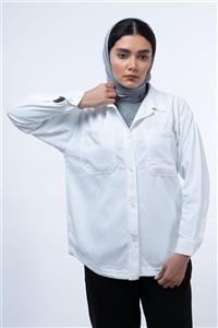 شومیز کتان ظریف سفید 0005005