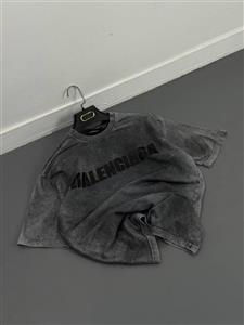 تیشرت مردانه سنگشور BALENCIAGA تیغ خورده طوسی تیره مدل جدید کد 2181210