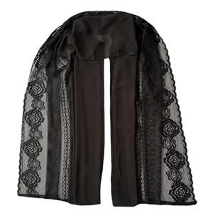 شال زنانه مدل مجلسی حریر کرپ ساده حاشیه گیپوری نگین دار کد ۵