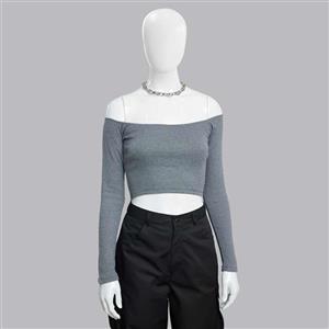 کراپ بلوز آستین بلند یقه قایقی زنانه ترندیول مدل 835353685