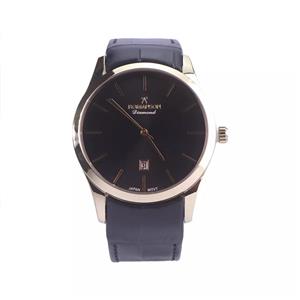 ساعت مچی رومانسون مردانه بند چرم مشکی قاب طلایی G1535/2