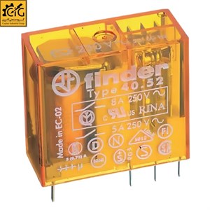 رله کتابی 230vAC دو کنتاکت 8 آمپر فیندر مدل 40.52.8.230.0000