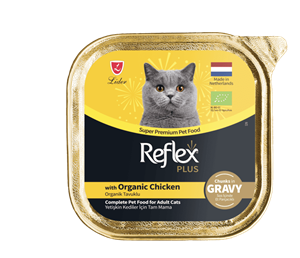 ووم گربه بالغ رفلکس پلاس با طعم مرغ ارگانیک (تکه ای در سس)  Reflex plus Gravy with Organic Chicken