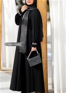 مانتو عبا زنانه رخسانه رویا مشکی شانتون درجه یک