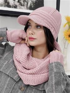 ست سه تکه شال و کلاه و دستکش بافت