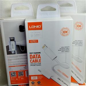 کابل شارژ LDNIO مدل LC901iوات30، USB-C به لایتنینگ، ۱ متر، پشتیبانی از شارژ سریع (PD)