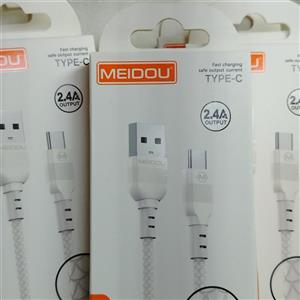 کابل شارژ Meidou مدل B008 – تایپ C، فست شارژ ۲.۴ آمپر، ۱ متر، انتقال داده