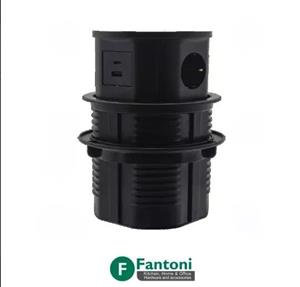 پریز برق لیفت آپ فانتونی رنگ مشکی مدل Ceriq  دو سوکت برق، یک پورت USB یک عدد پورت تایپ C کد:N377