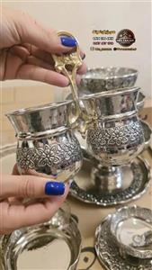 جا قاشقی جا کاردی مسی گلبرگ سیاه قلم