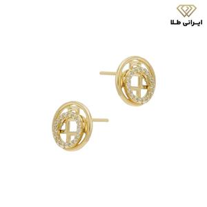 گوشواره طلایی دایره‌ای با مروارید و نگین