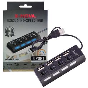 هاب 4 پورت USB2 کلید دار ایکس نووا X-Nova X1020