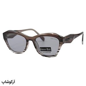 عینک آفتابی زنانه ویتوریو ریچی با فریم چندضلعی، رنگ طوسی، دسته سیم‌دار، لنز دودی مدل 8869