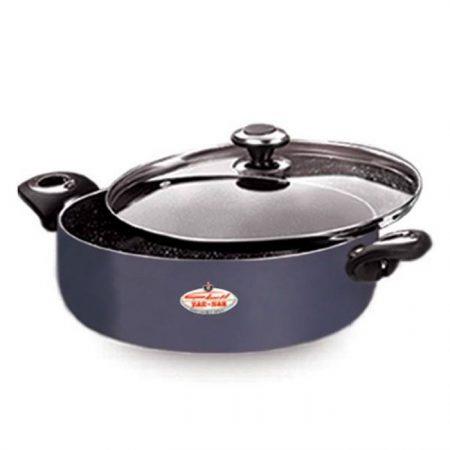 قابلمه کوتاه سایز 24 گرانیتا زرساب با درب شیشه ای مدل GT-424