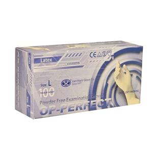 دستکش لاتکس غیر پودری مدل اوپی پرفکت L1 سایز بزرگ (L) بسته 5 بسته 100 عددی