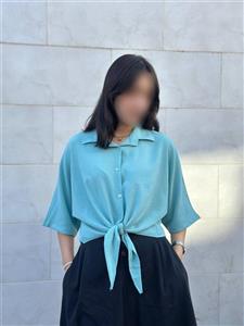 شومیز گره ای فیروزه