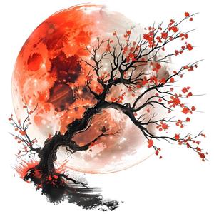 استیکر لباس مدل درختچه و مهتاب بسته 6 عددی سایز بزرگ