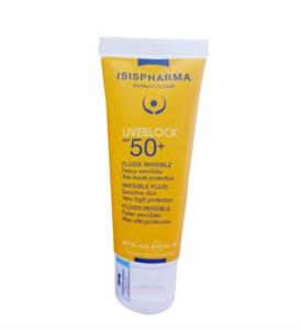 فلوئید ضد آفتاب بی رنگ آیسیس فارما مدل Uveblock با SPF50 حجم 40 میل