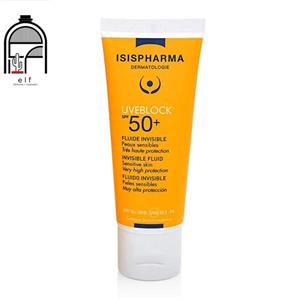 فلوئید ضد آفتاب بی رنگ آیسیس فارما مدل Uveblock با SPF50 حجم 40 میل
