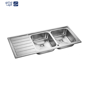 سینک ظرفشویی استیل توکار دو لگنه کن مدل 8106R