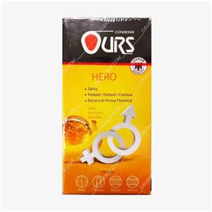 کاندوم تاخیری اورز مدل Hero بسته 12 عددی Ours Ribbed Banana And Honey Flavored Condom 12PCS 