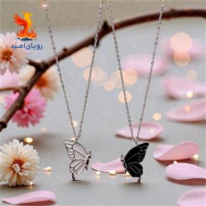 گردنبند مدل پروانه دوستی مجموعه ۲ عددی مدل ۰۰۱