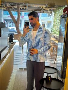 پیراهن آستین بلند راه‌راه مردانه