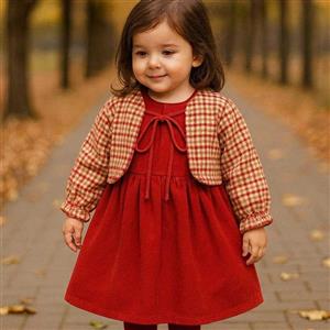 خرید آنلاین سارافون دخترانه مخمل کبریتی - فروشگاه بچه گانه آوات