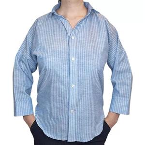 قیمت و خرید شومیز زنانه آبی راه راه لینن دکمه دار | فروشگاه اینترنتی شیکسول