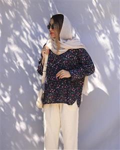 شومیز سورمه ای گل ریز